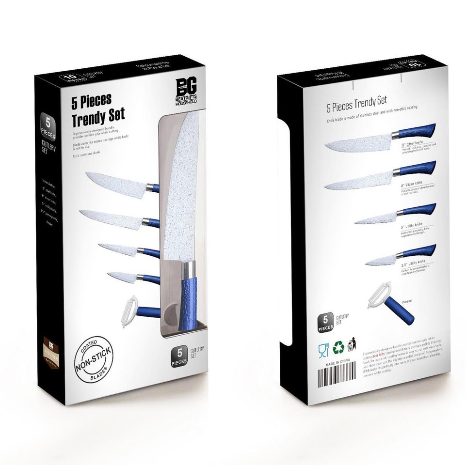 Kitchen Knife 5PC Set- Non-Stick Coated