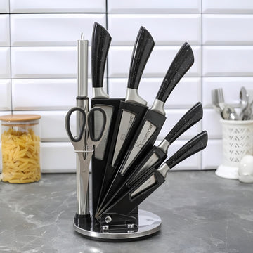 PRIORITYCHEF 7 Piece Kitchen Knife Set with Rotating Stand