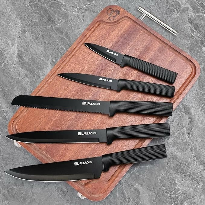 JAULAORS 6 Piece Kitchen Knife Set with Compact Holder
