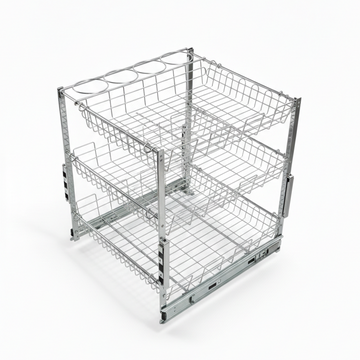 Metal storage cage with multiple compartments on a white background