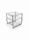 Metal storage cage with multiple compartments on a white background