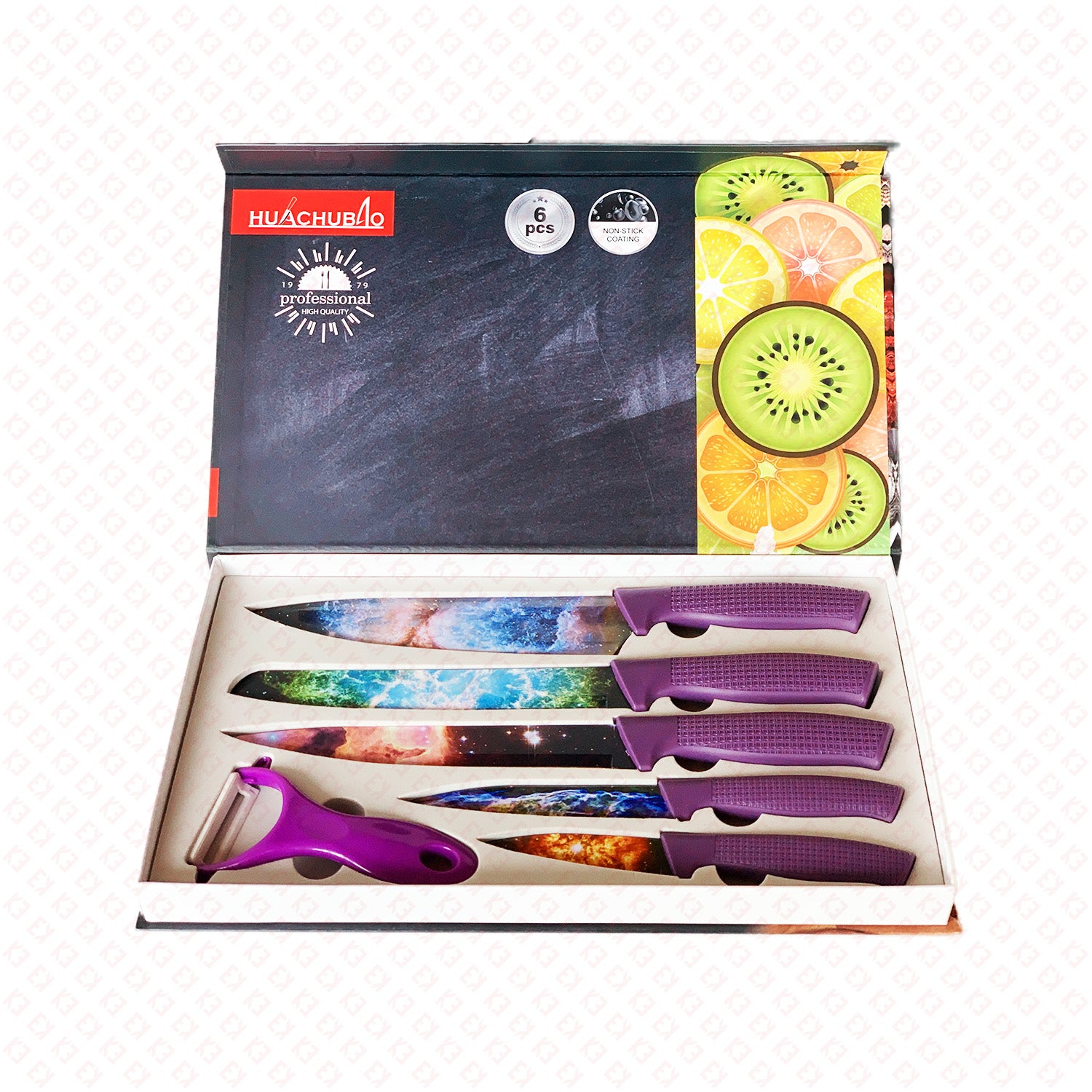 6PC Galaxy Purple Stainless Steel Knife Set