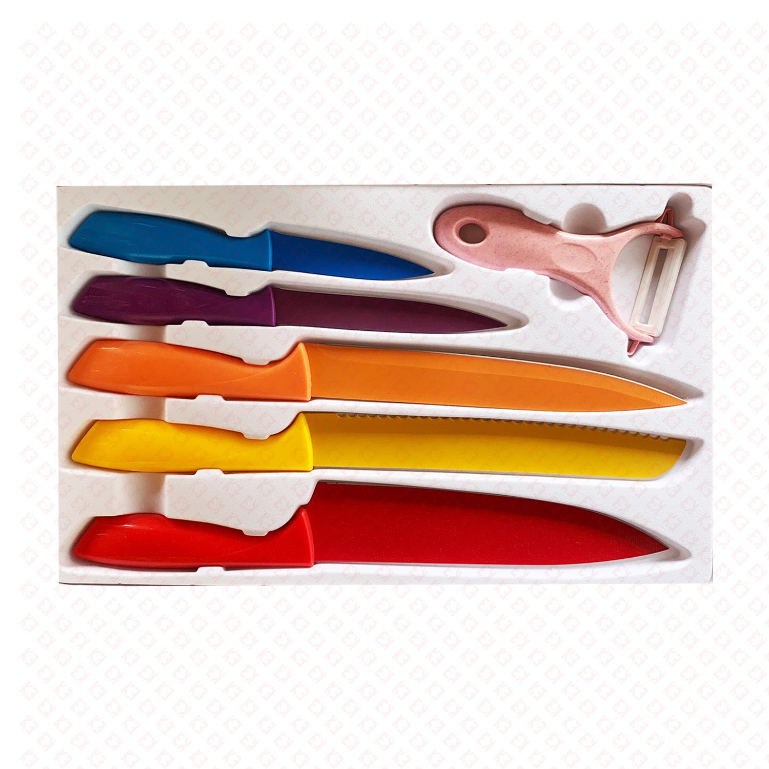 6 PC Kitchen Knife Set Stainless steel - Multicolored