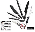7pc Kitchen Knife Set Black 3
