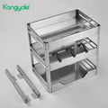 Metal kitchen cabinet with drawers on a gray background, featuring the Kangyale brand.
