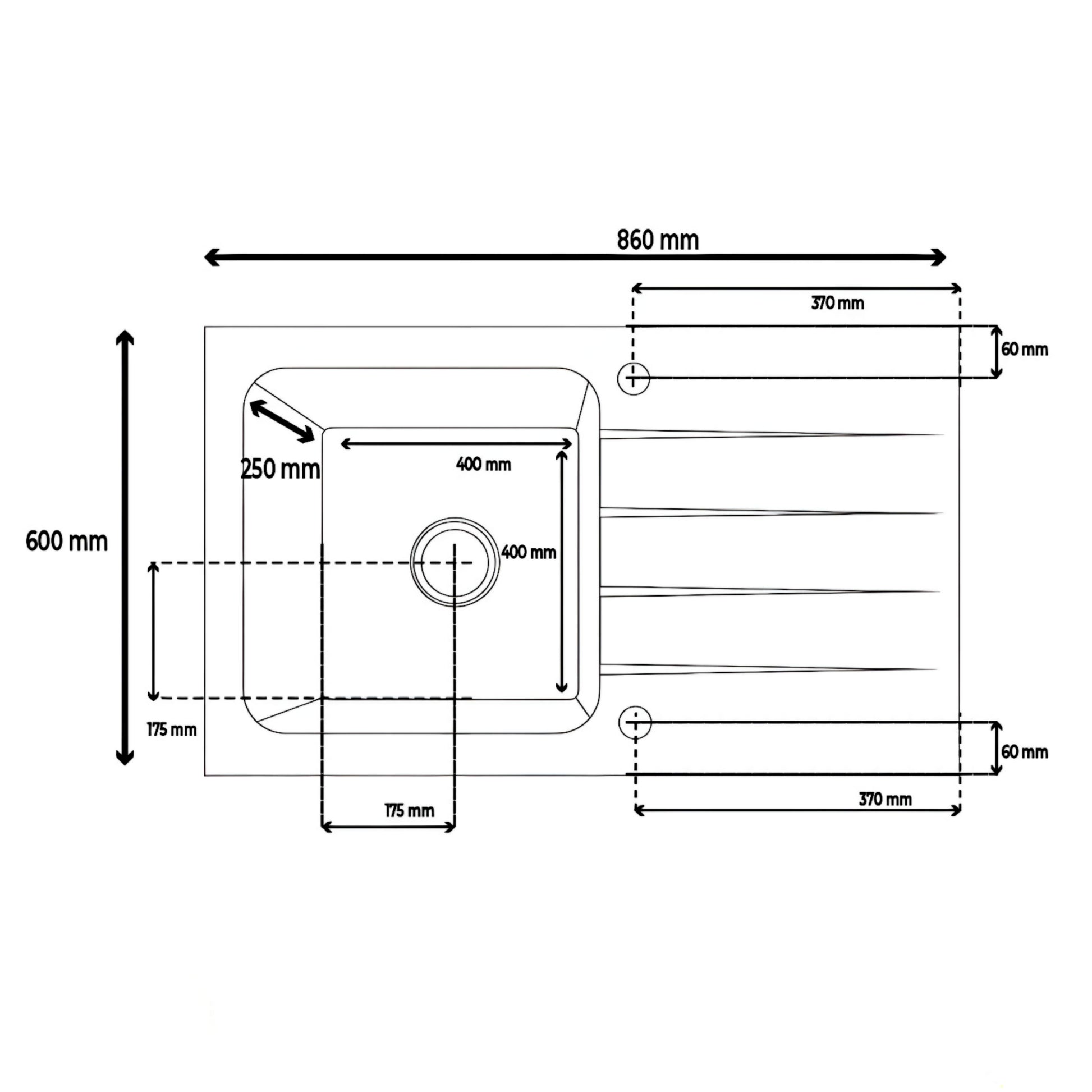 Artone Single Bowl Tempered Glass Kitchen Sink 86 x 60cm - White