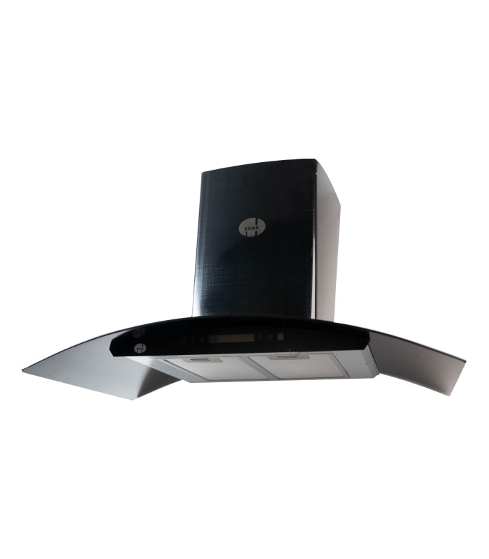 Asian 60/90cm Range Hood Black Glass