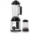 Blender with clear container and black accents on a white background