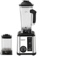 Blender with a clear container and black accents on a white background