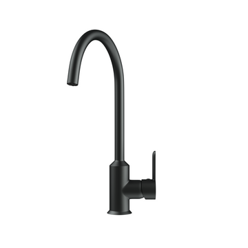 Swan Neck Swivel SS Kitchen Tap Black