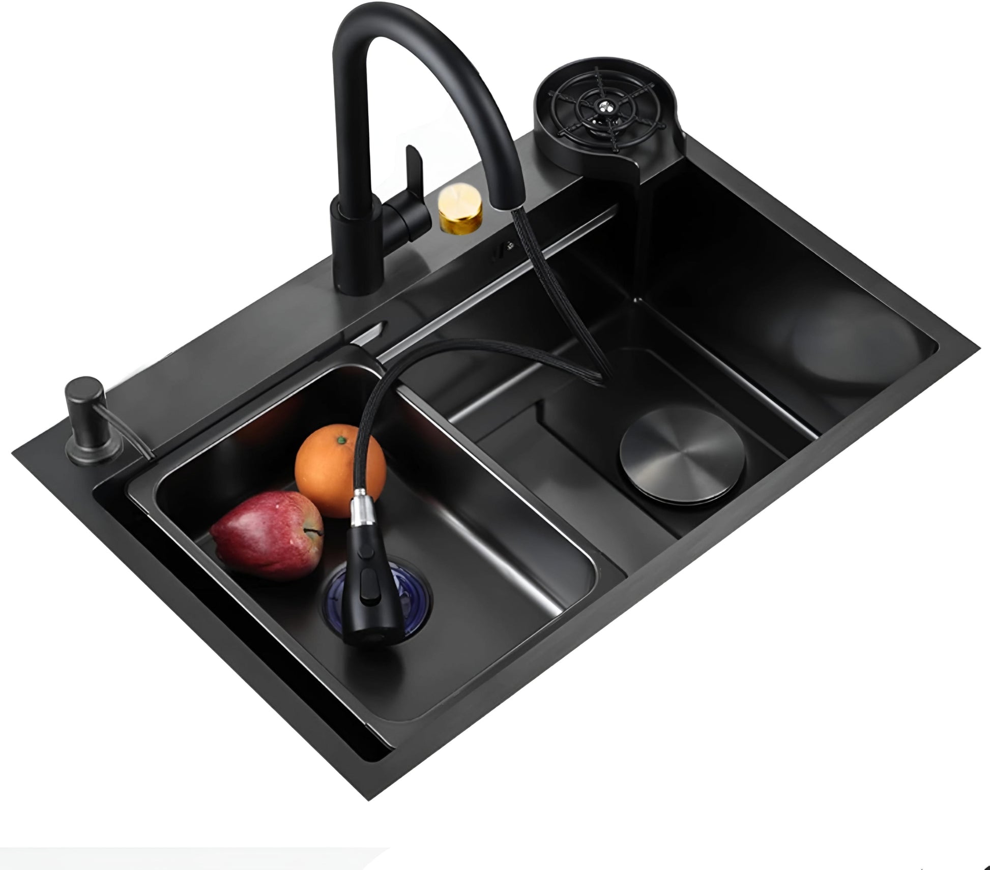 Euro 78 x 46 cm Waterfall Kitchen Sink with Sleek Round Strainer and Drainer