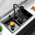 Euro 78 x 46 cm Waterfall Kitchen Sink with Sleek Square Strainer and Drainer