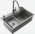 Euro 78 x 46 cm Waterfall Kitchen Sink with Sleek Square Strainer and Drainer