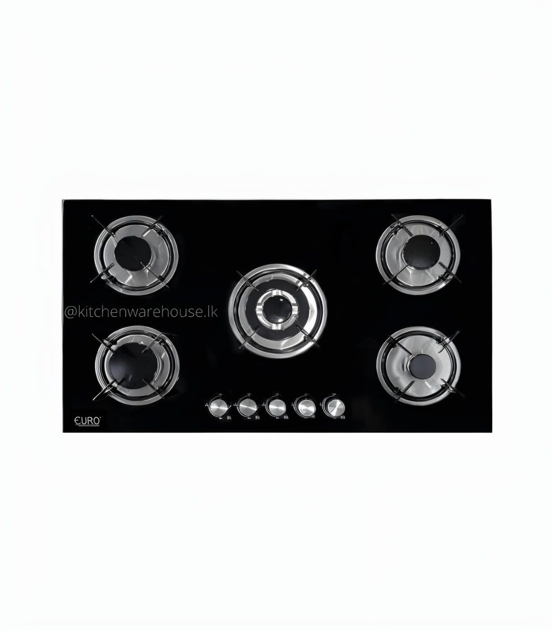 Euro 90cm 5 Burner Gas Cooker Black Glasstop 