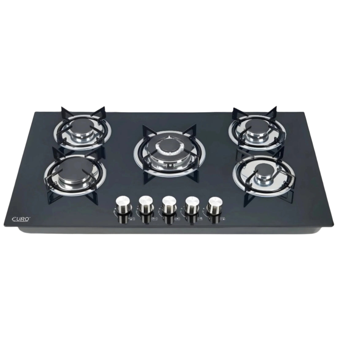 Euro 90cm 5 Burner Gas Cooker Black Glasstop 