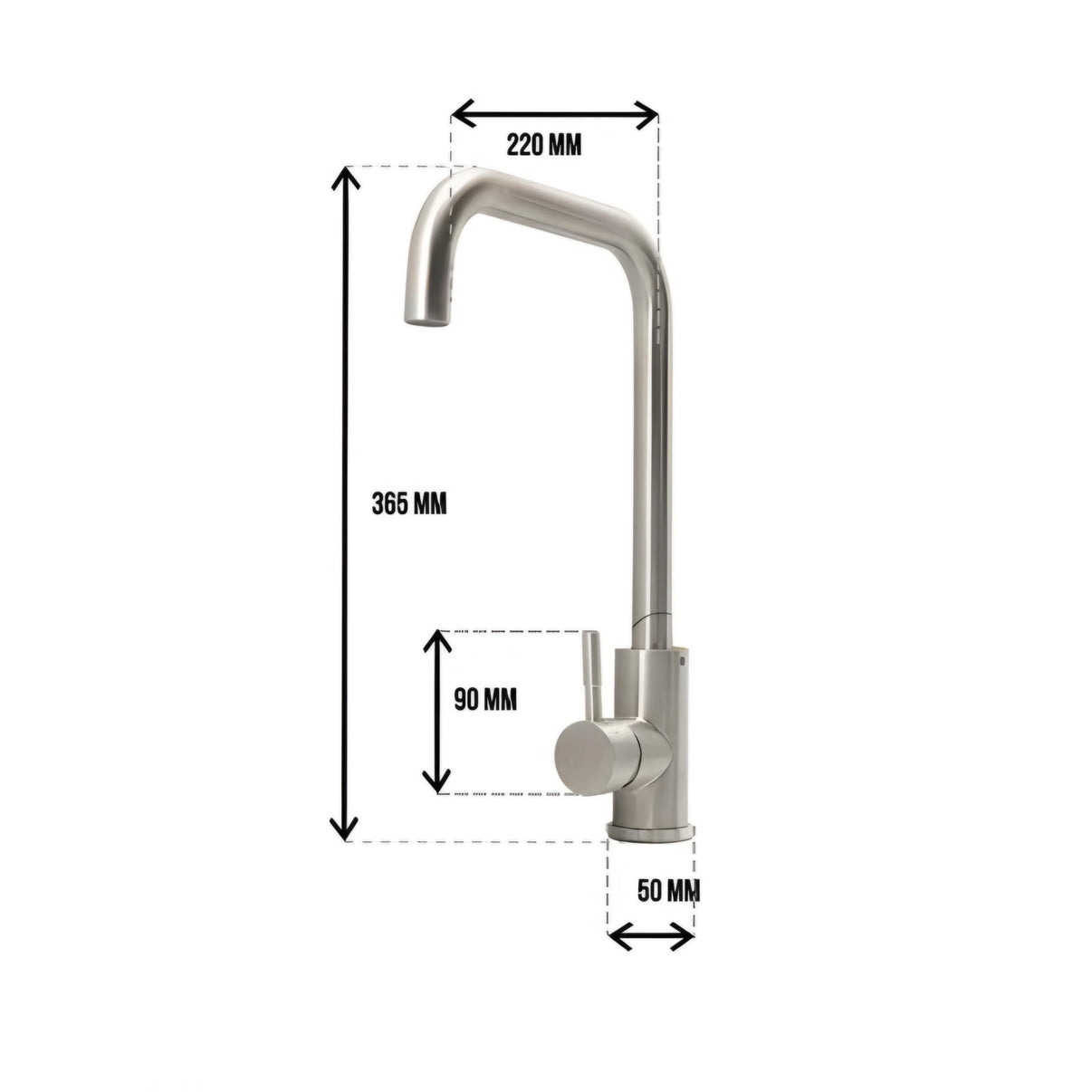 Euro Box-Type Kitchen Mixer Tap Silver SS -8236A | Kitchen Warehouse LK