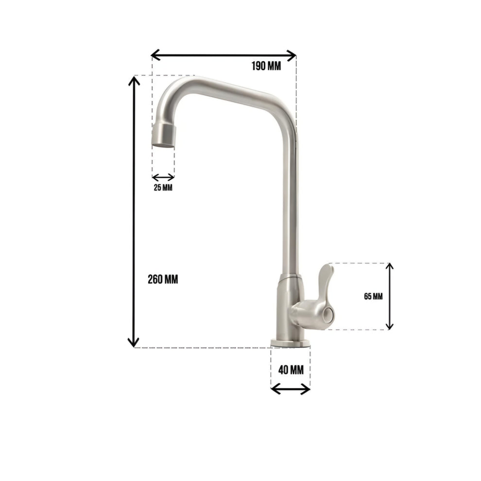 Euro Box Type Kitchen Tap Silver SS 8340-1 | Kitchen Warehouse LK