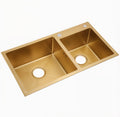 Euro Double Bowl Gold Sink with Drainer Basket 77 x 42cm
