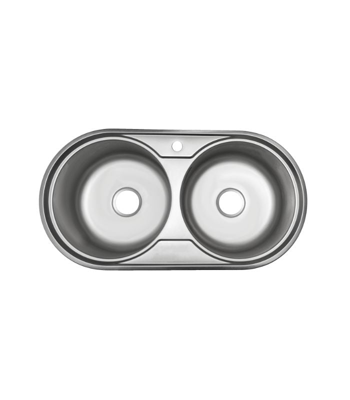 Euro Double Bowl Round Sink 85 x 45cm
