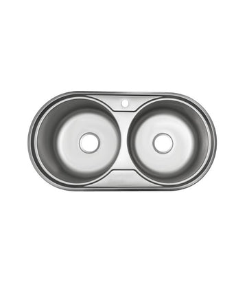 Euro Double Bowl Round Sink 85 x 45cm