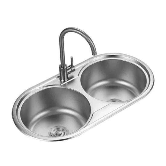 Euro Double Bowl Round Sink 85 x 45cm