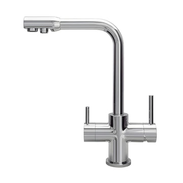 Euro Dual-Handle Matte Stainless Steel Mixer Tap