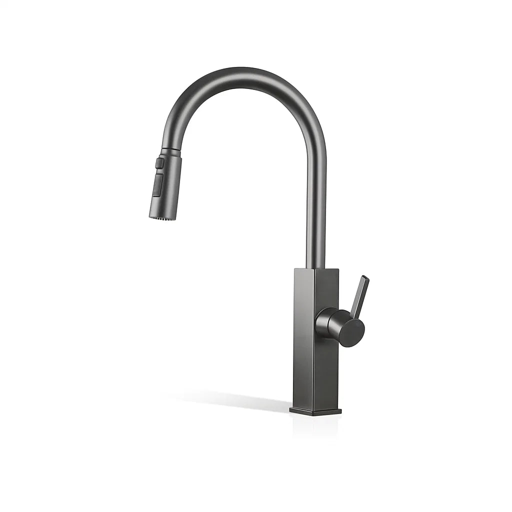 Euro Gunmetal Grey Pullout Stainless Steel Kitchen Mixer Tap