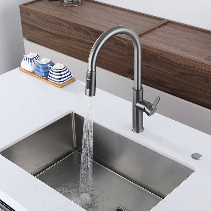 Euro Gunmetal Grey Pullout Stainless Steel Kitchen Mixer Tap