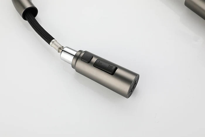 Euro Gunmetal Grey Pullout Stainless Steel Kitchen Mixer Tap