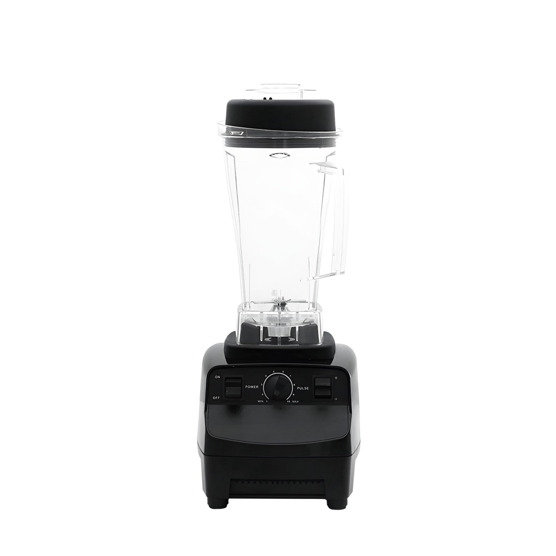 A black Euro high-speed blender with a clear container, displayed against a plain background.