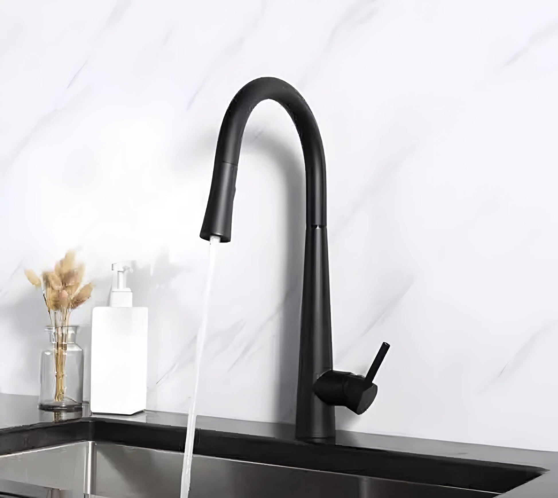 Euro Pullout Kitchen Tap Black SS