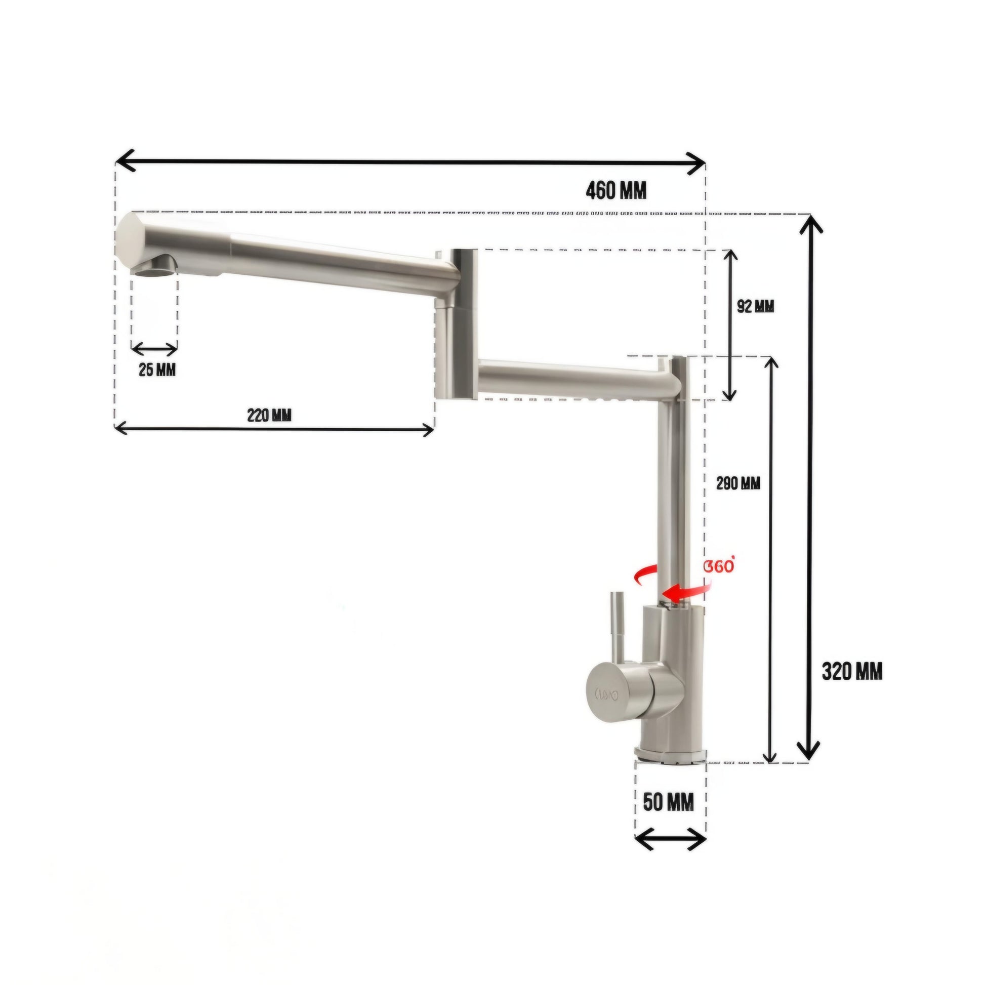 Euro Rotatable Kitchen Sink Mixer Tap SS Matte Finish