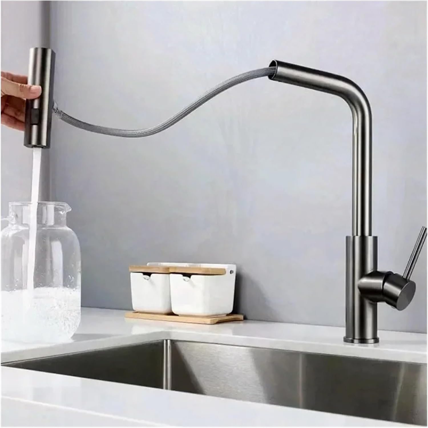 Euro Stainless Steel Pull Out Kitchen Sink Waterfall Tap
