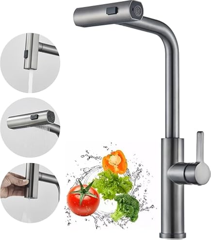 Euro Stainless Steel Pull Out Kitchen Sink Waterfall Tap