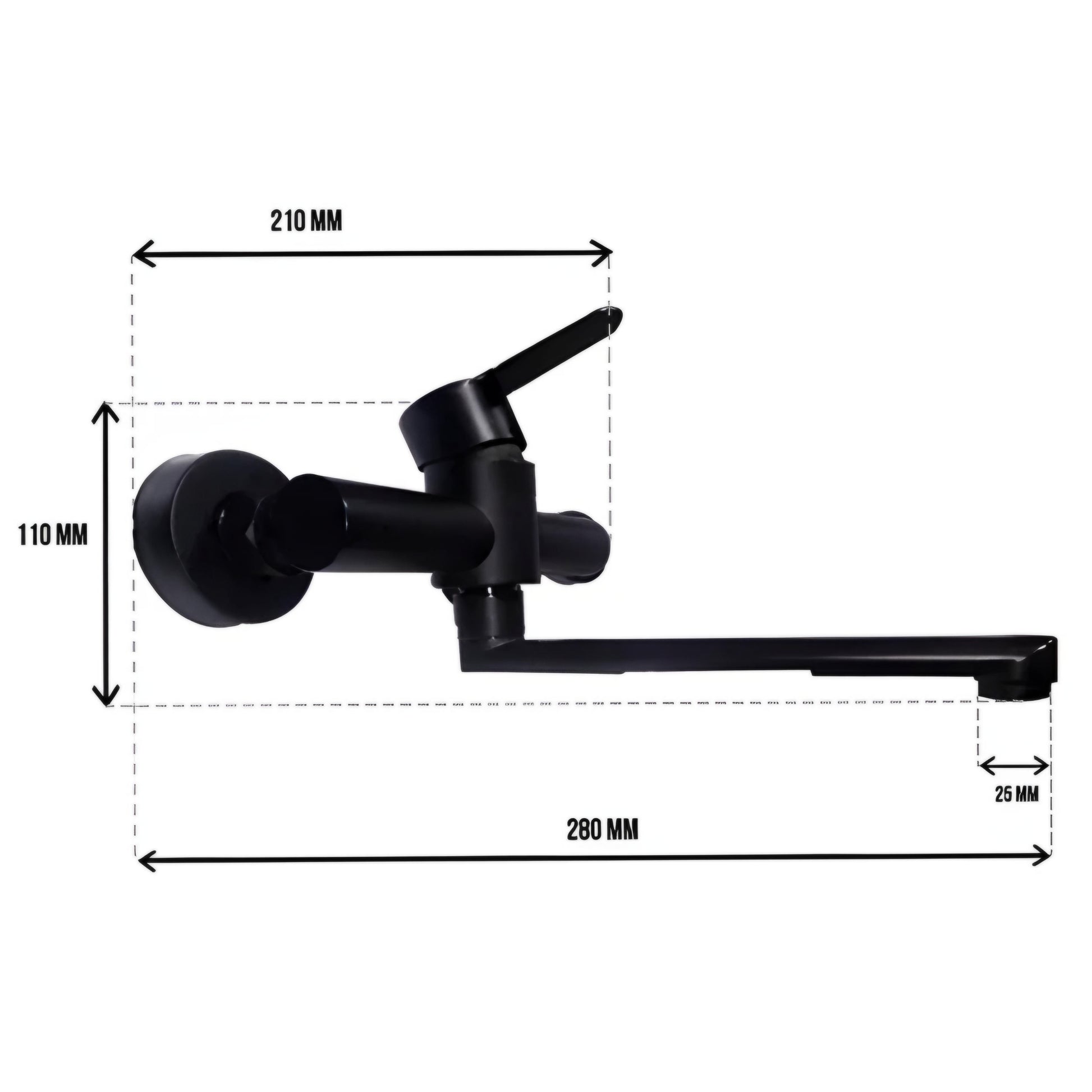 Euro Wall Mount Kitchen Tap Black SS 