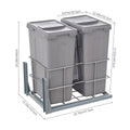 Grey Slide Out Double Waste Bin With Lid