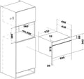Technical drawing of a cabinet with dimensions labeled