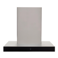 A 60cm stainless steel chimney type cooker hood with a visible touch control panel, featuring a sleek design with a glass finish.