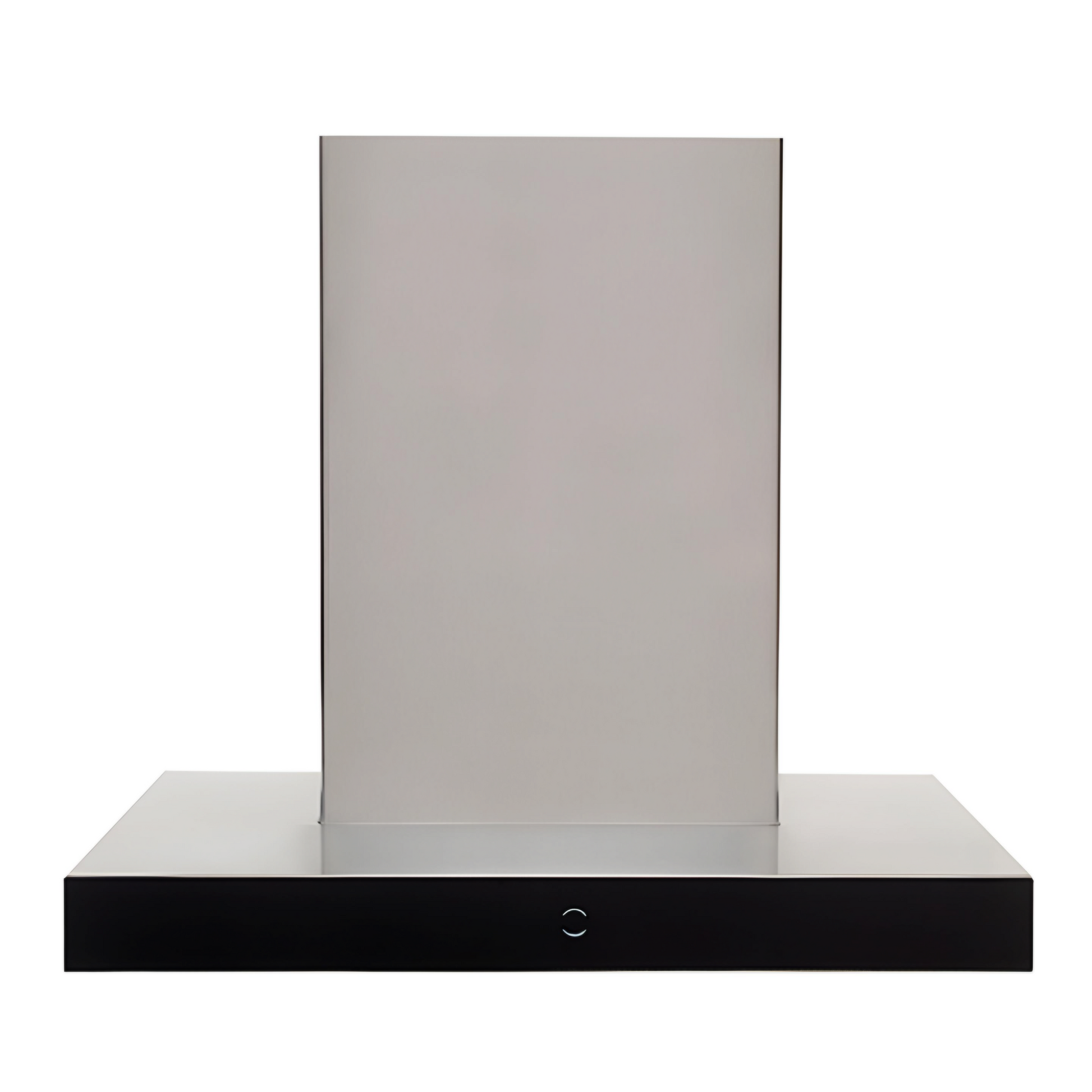 A 60cm stainless steel chimney type cooker hood with a visible touch control panel, featuring a sleek design with a glass finish.