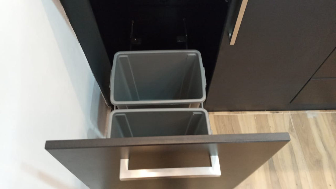 Grey Slide Out Double Waste Bin