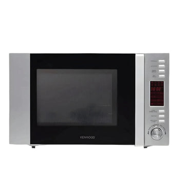 KENWOOD 30L Microwave Oven with Grill in silver color, featuring a left-hinge door and digital display.