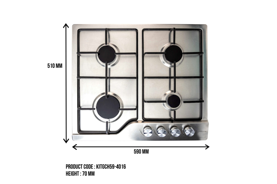 Arston 60cm 4 Burner Stainless Steel Gas Cooker