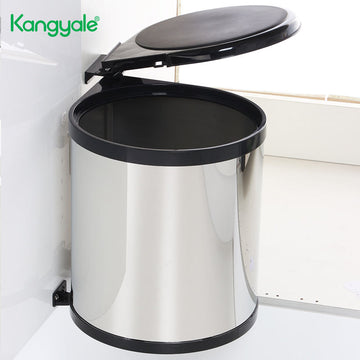 Kangyale wall-mounted trash can with open lid in a kitchen setting