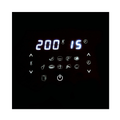 Digital display with numbers and icons on a black background