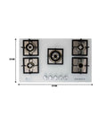 LC 8Cooker4cm 5 Burner  White Glass Top Gas Cooker