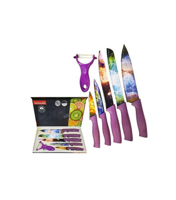 6PC Galaxy Purple Stainless Steel Knife Set