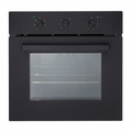Black oven with glass door on a white background