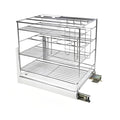 A sleek silver multi-purpose pull-out kitchen rack with a smooth finish and a visible pull-out mechanism.