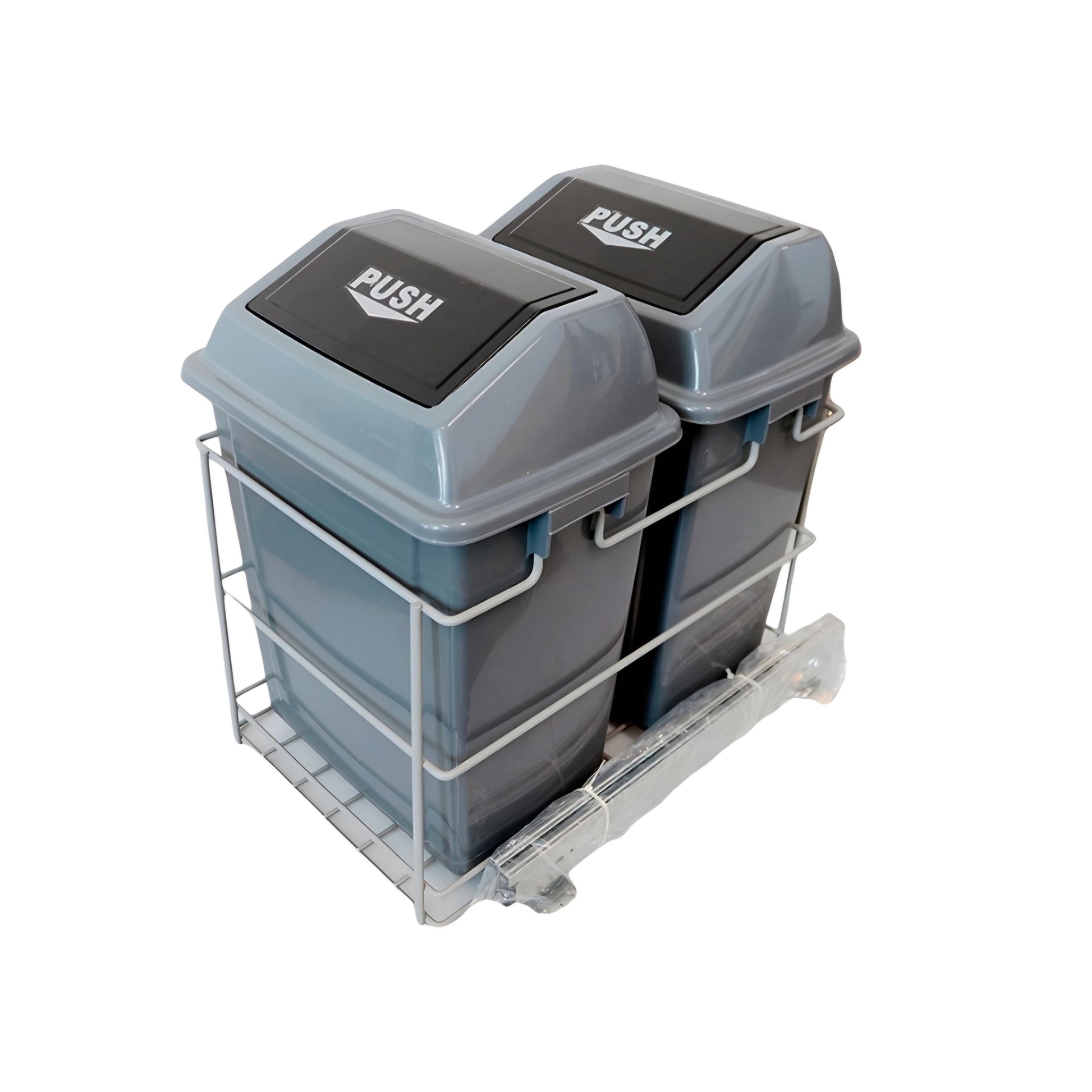 Grey 35L Pull Out Double Waste Bin