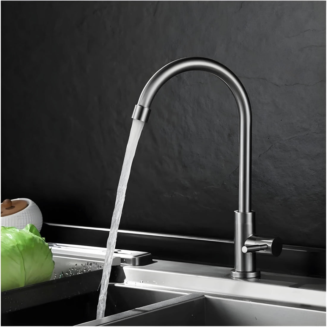 FAUCET Swan Neck Swivel SS Kitchen Tap